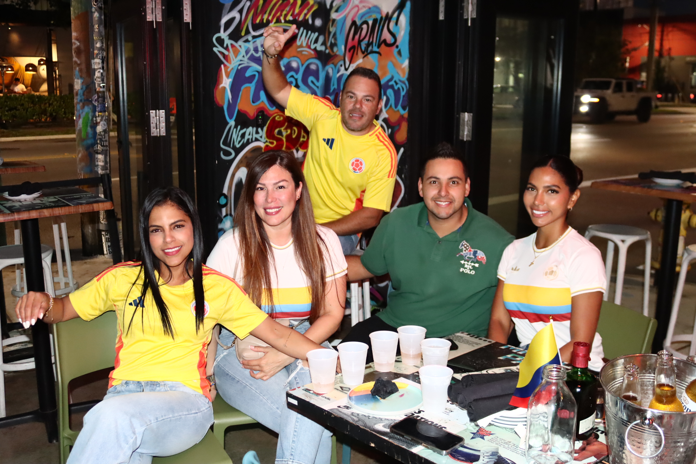 Group of soccer fans at World Cup 2026 watch party in Wynwood Miami