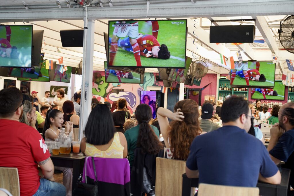 Fans watching FIFA World Cup at Grails in Wynwood Miami with over 70 tvs